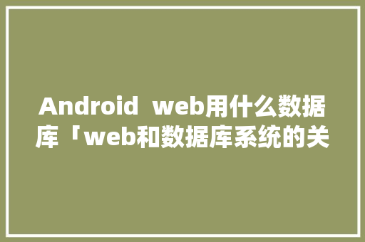 Android  web用什么数据库「web和数据库系统的关系」