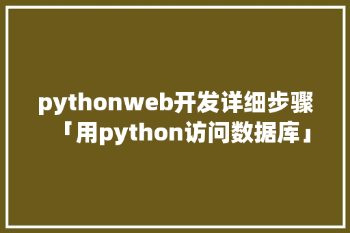 pythonweb开发详细步骤「用python访问数据库」