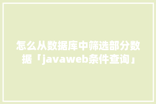 怎么从数据库中筛选部分数据「javaweb条件查询」