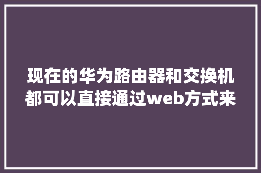 现在的华为路由器和交换机都可以直接通过web方式来进行配置吗「webconfig配置数据库」 友链在线