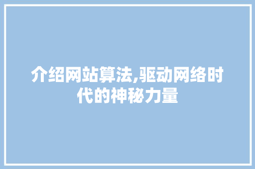 介绍网站算法,驱动网络时代的神秘力量