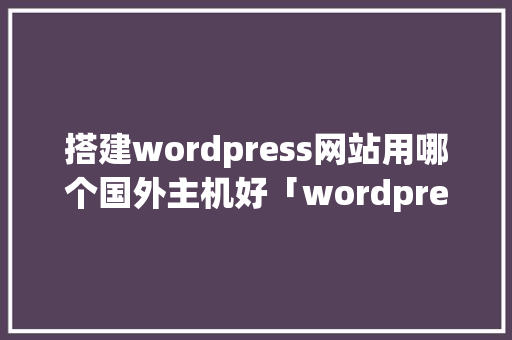 搭建wordpress网站用哪个国外主机好「wordpress搭建教程alpine」 WordPress教程