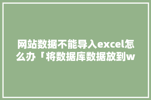 网站数据不能导入excel怎么办「将数据库数据放到web表格里」