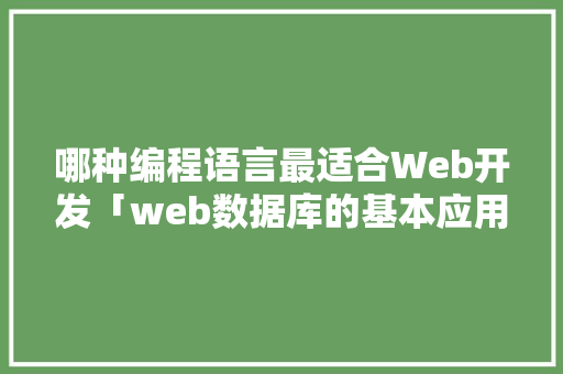 哪种编程语言最适合Web开发「web数据库的基本应用」