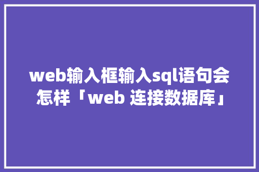 web输入框输入sql语句会怎样「web 连接数据库」