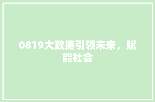 0819大数据引领未来，赋能社会