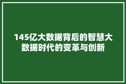 145亿大数据背后的智慧大数据时代的变革与创新 WordPress教程