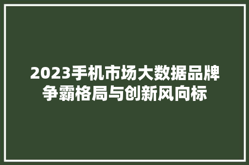 2023手机市场大数据品牌争霸格局与创新风向标