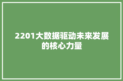 2201大数据驱动未来发展的核心力量