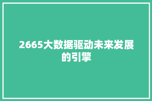 2665大数据驱动未来发展的引擎