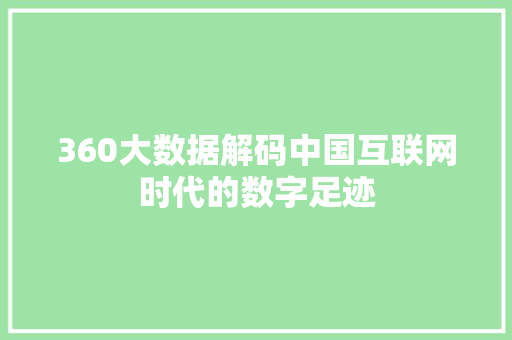 360大数据解码中国互联网时代的数字足迹 Web前端