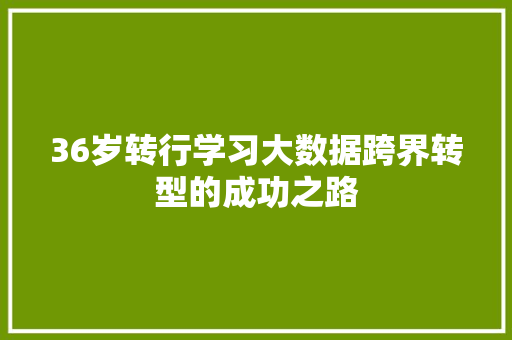 36岁转行学习大数据跨界转型的成功之路