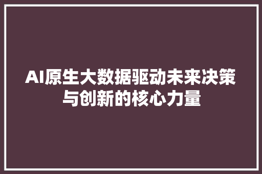 AI原生大数据驱动未来决策与创新的核心力量
