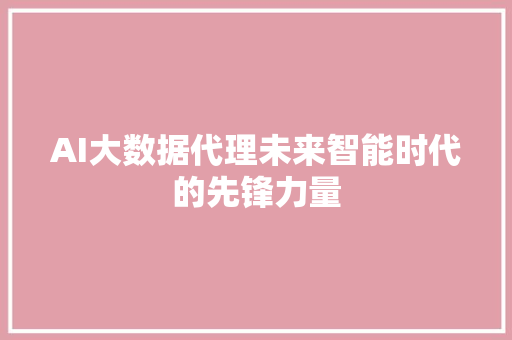 AI大数据代理未来智能时代的先锋力量