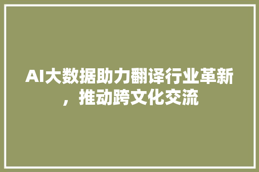 AI大数据助力翻译行业革新，推动跨文化交流