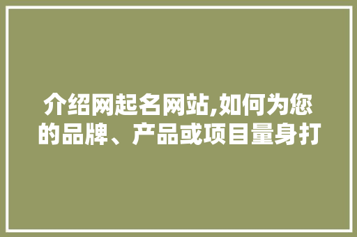 介绍网起名网站,如何为您的品牌、产品或项目量身打造独特名字
