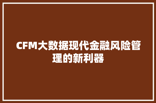 CFM大数据现代金融风险管理的新利器 WordPress教程