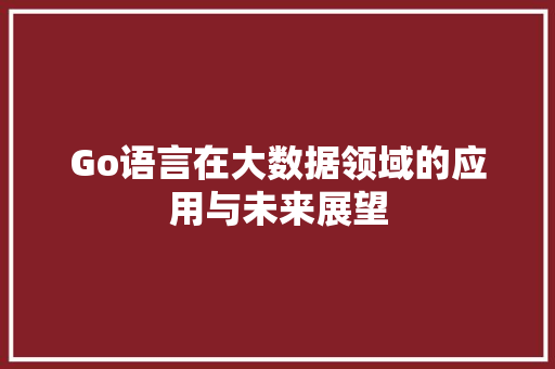 Go语言在大数据领域的应用与未来展望 建站教程