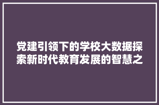 党建引领下的学校大数据探索新时代教育发展的智慧之路
