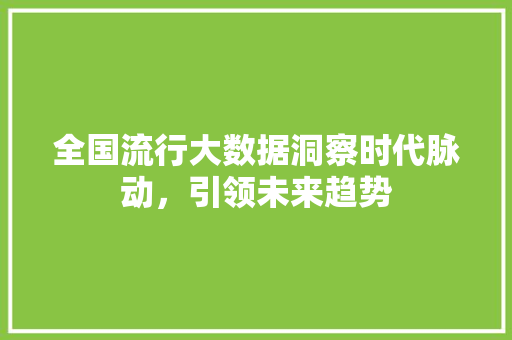 全国流行大数据洞察时代脉动，引领未来趋势