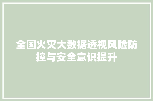 全国火灾大数据透视风险防控与安全意识提升