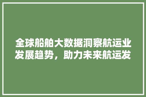 全球船舶大数据洞察航运业发展趋势，助力未来航运发展