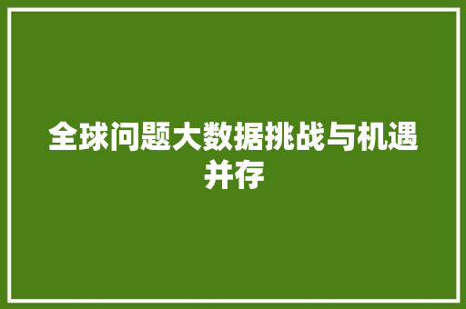 全球问题大数据挑战与机遇并存 WordPress教程