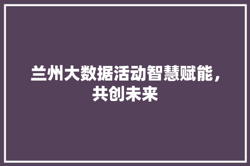 兰州大数据活动智慧赋能，共创未来