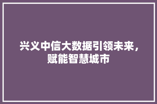 兴义中信大数据引领未来，赋能智慧城市