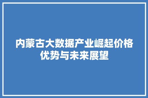 内蒙古大数据产业崛起价格优势与未来展望