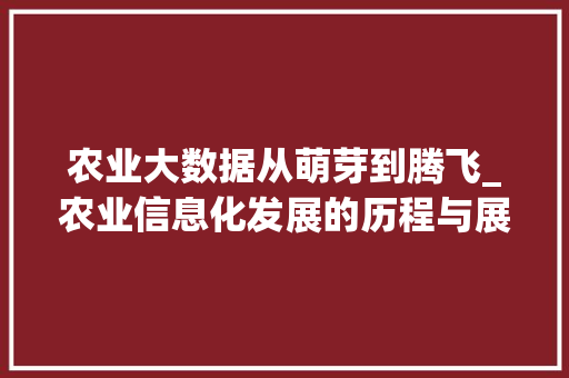 农业大数据从萌芽到腾飞_农业信息化发展的历程与展望