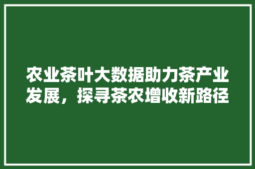 农业茶叶大数据助力茶产业发展，探寻茶农增收新路径
