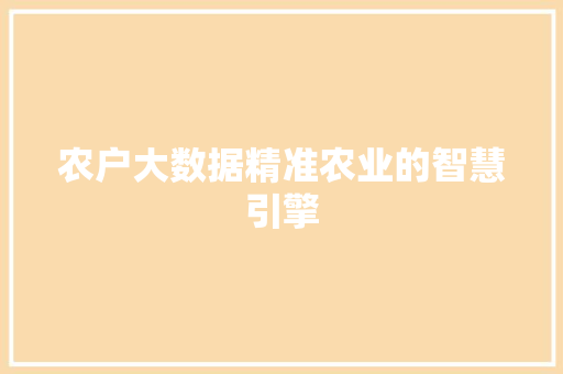 农户大数据精准农业的智慧引擎