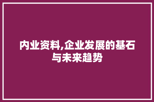 内业资料,企业发展的基石与未来趋势