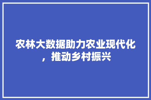 农林大数据助力农业现代化，推动乡村振兴