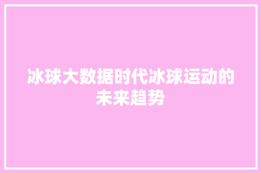 冰球大数据时代冰球运动的未来趋势