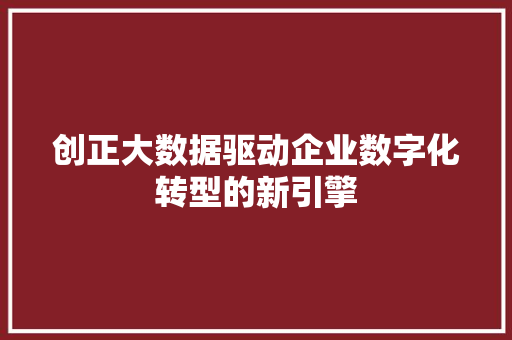 创正大数据驱动企业数字化转型的新引擎