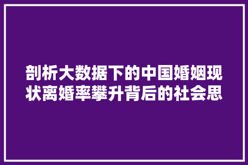 剖析大数据下的中国婚姻现状离婚率攀升背后的社会思考 建站教程