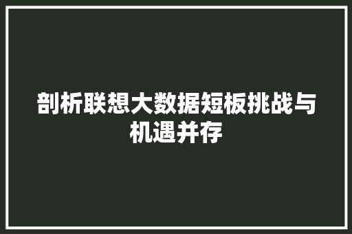 剖析联想大数据短板挑战与机遇并存