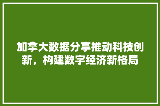 加拿大数据分享推动科技创新，构建数字经济新格局