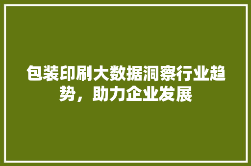 包装印刷大数据洞察行业趋势，助力企业发展