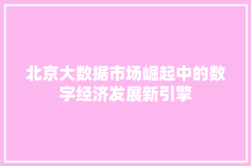 北京大数据市场崛起中的数字经济发展新引擎