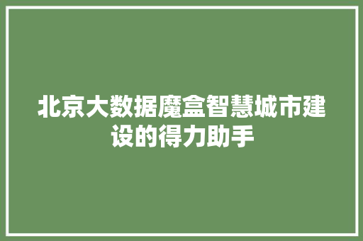 北京大数据魔盒智慧城市建设的得力助手