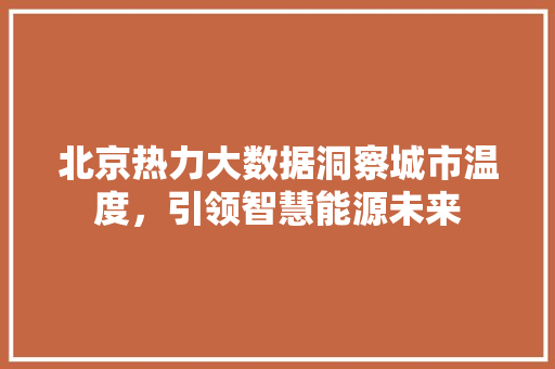 北京热力大数据洞察城市温度，引领智慧能源未来