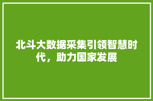 北斗大数据采集引领智慧时代，助力国家发展