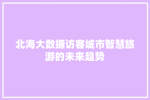 北海大数据访客城市智慧旅游的未来趋势