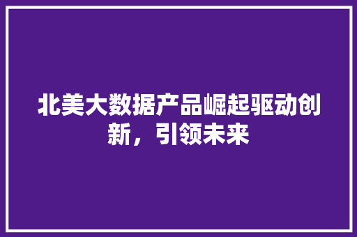 北美大数据产品崛起驱动创新，引领未来 建站教程