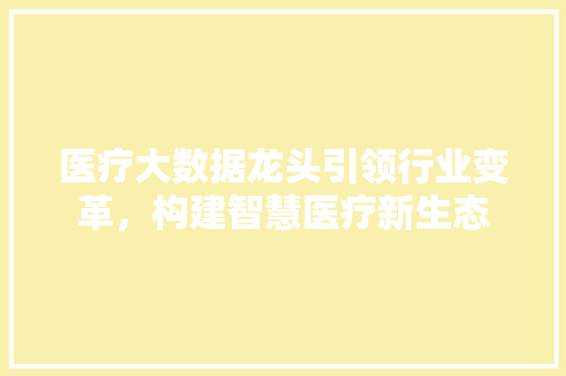 医疗大数据龙头引领行业变革，构建智慧医疗新生态
