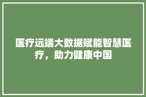 医疗远端大数据赋能智慧医疗，助力健康中国
