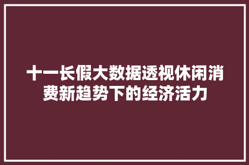 十一长假大数据透视休闲消费新趋势下的经济活力 SEO教程